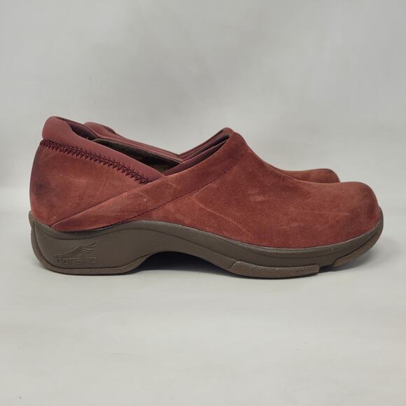 Dansko Clogs EU38 US8 Red Suede Maroon Wedge Professional Slip On 5403887800 - Picture 2 of 11